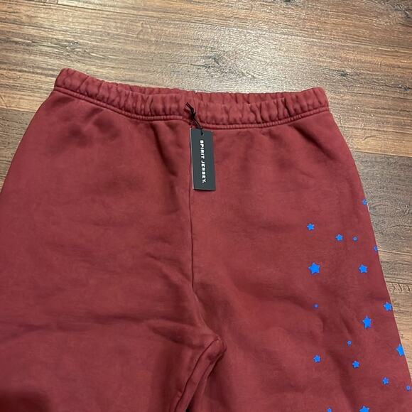 Spirit Jersey NWT Burgundy with Blue Stars Sweatpants in 100% Cotton - Picture 2 of 8